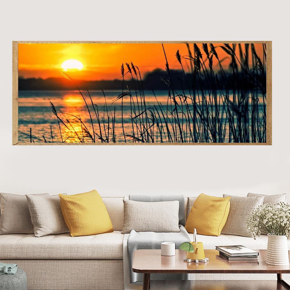 Reeds in the Sunset Scenery  | Full Round Diamond Painting Kits