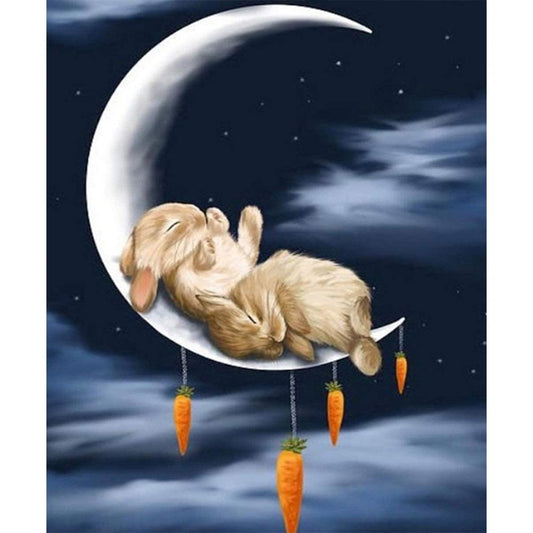 Lapin lunaire | Kits complets de peinture au diamant rond