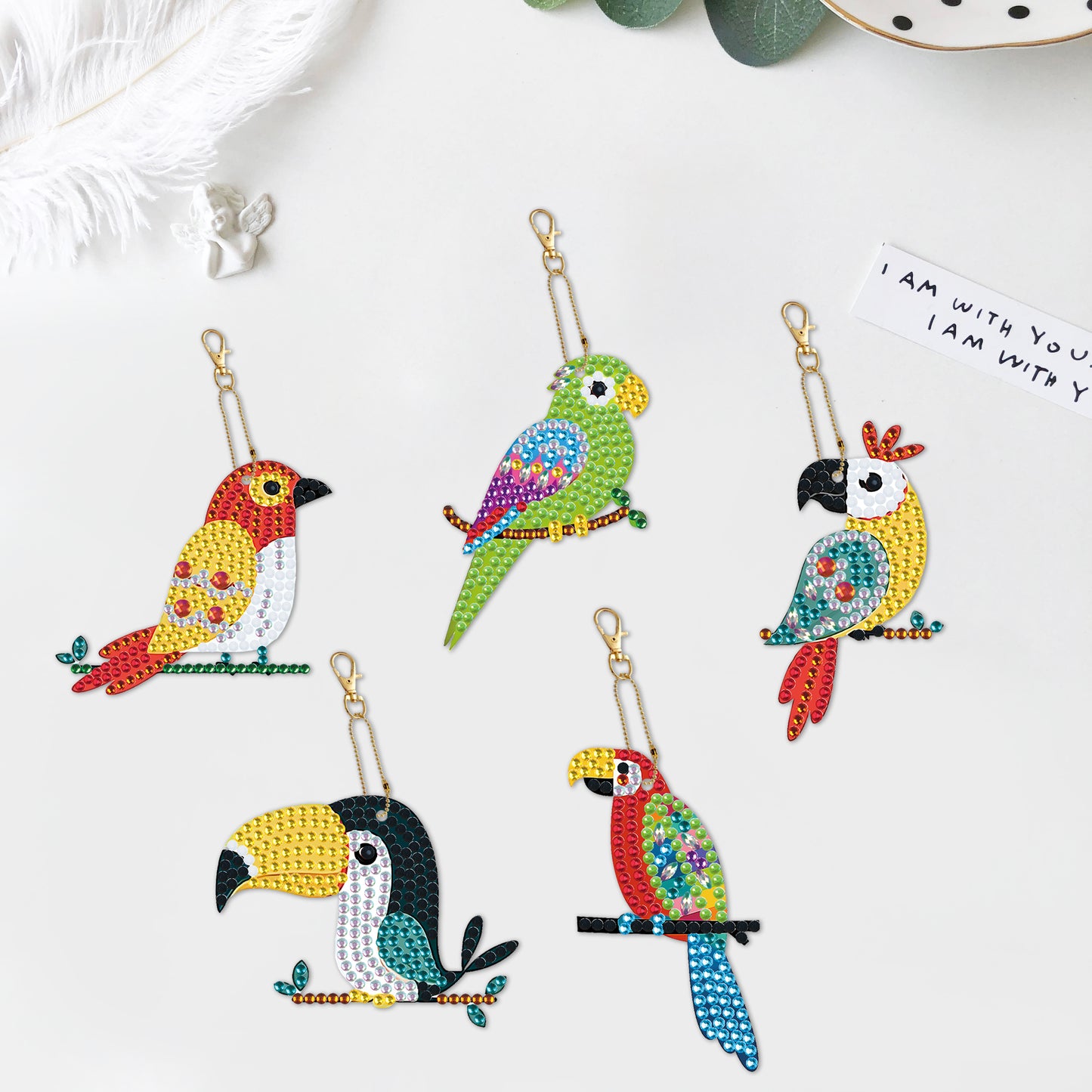 DIY keychain | Parrot | Double-sided | Five Piece Set