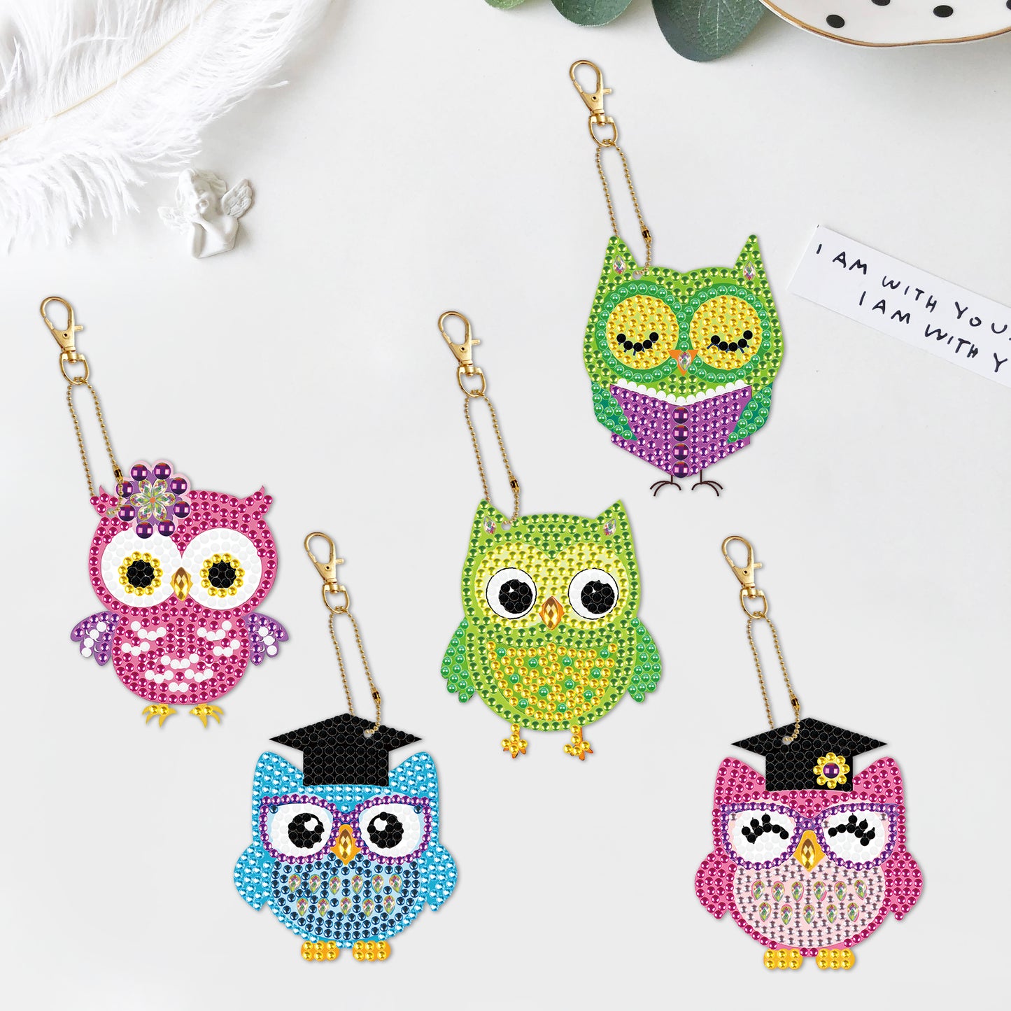 DIY keychain | Owl | Double-sided | Five Piece Set