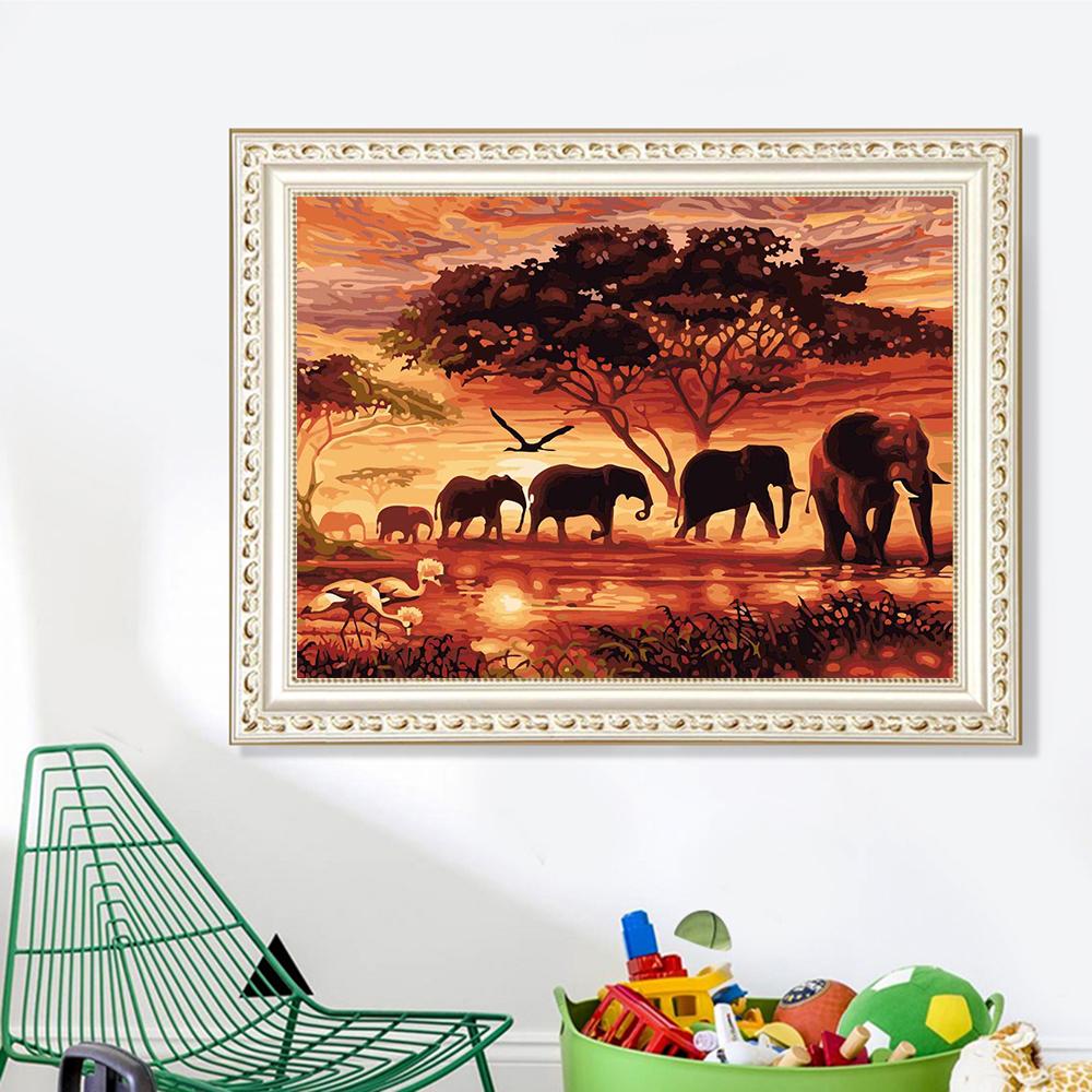 Elephant And Tree  | Full Round Diamond Painting Kits