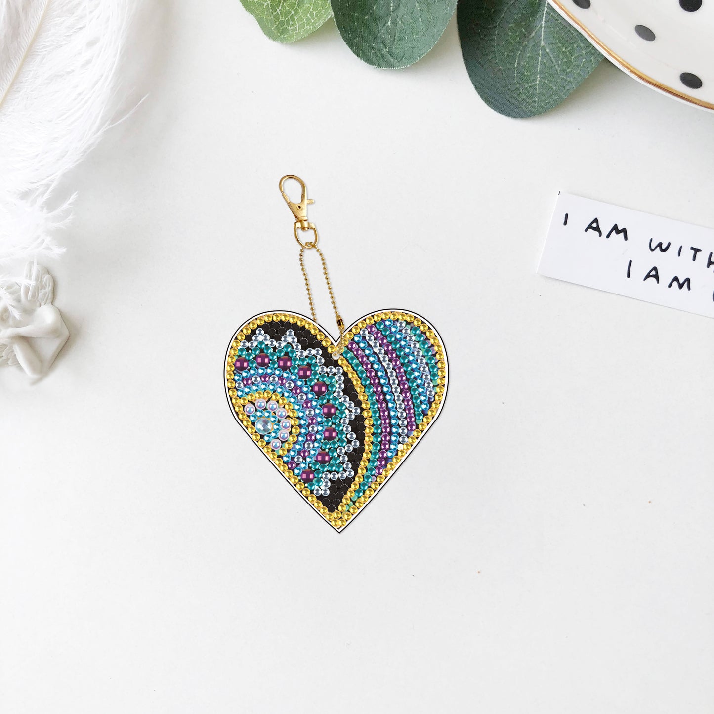 DIY keychain | Heart | Double-sided | Five Piece Set