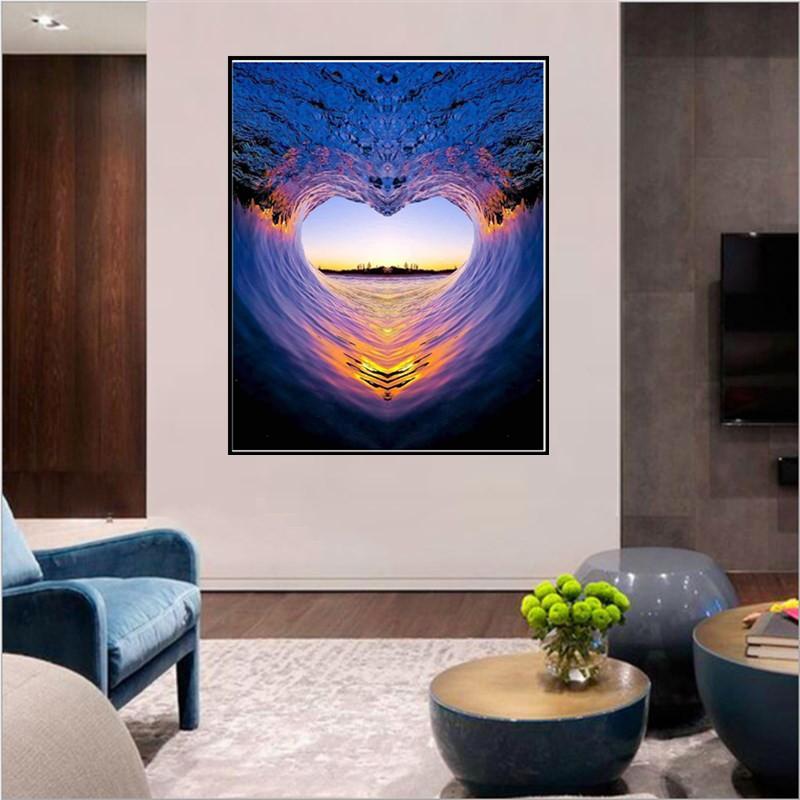 Heart shaped sunset | Full Round Diamond Painting Kits