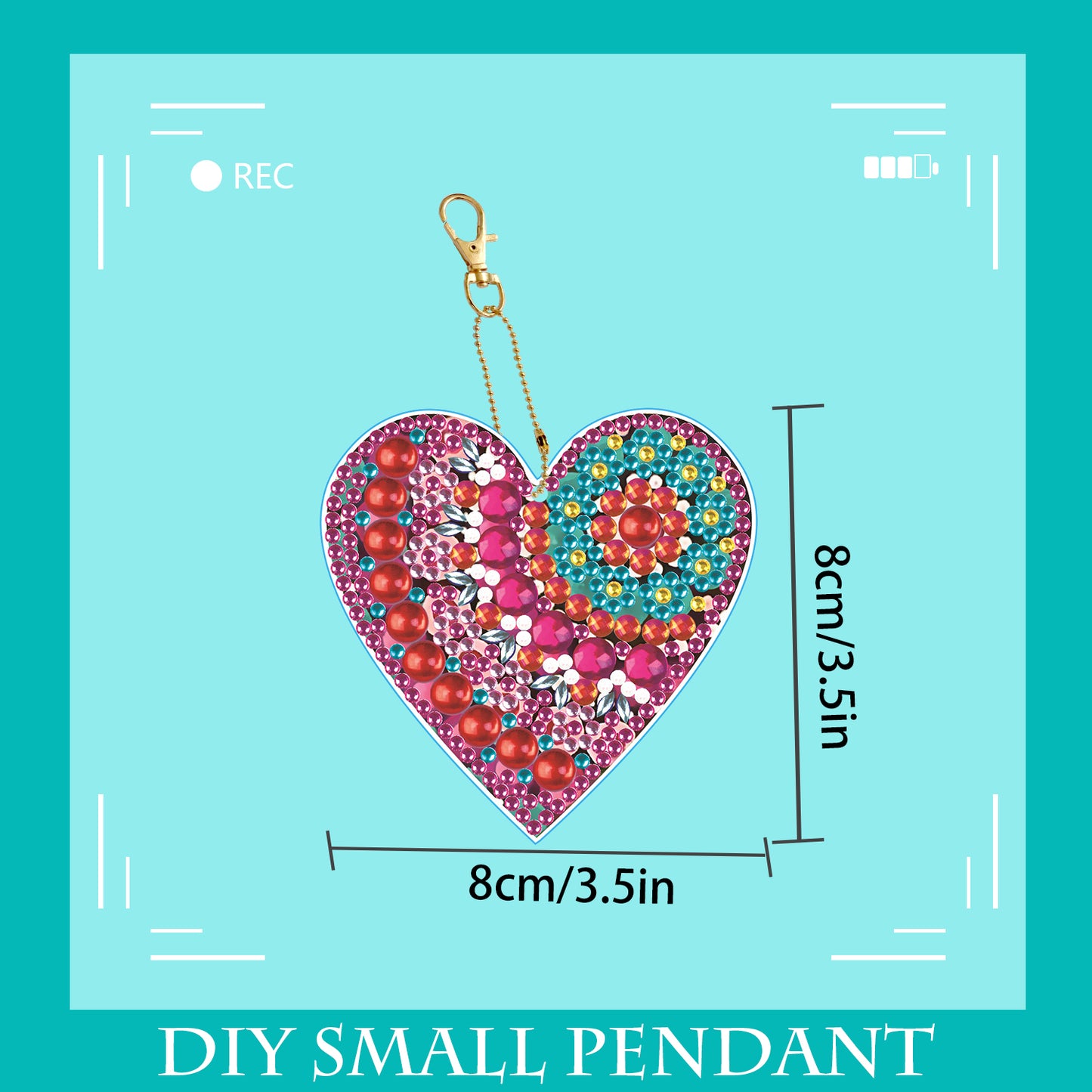 DIY keychain | Heart | Double-sided | Five Piece Set