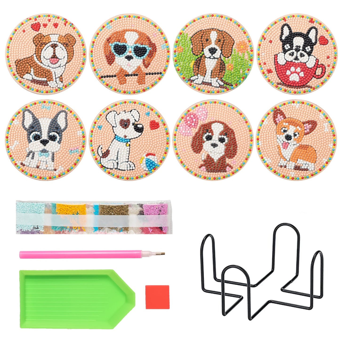 8 pcs set DIY Special Shaped Diamond Painting Coaster | Dog