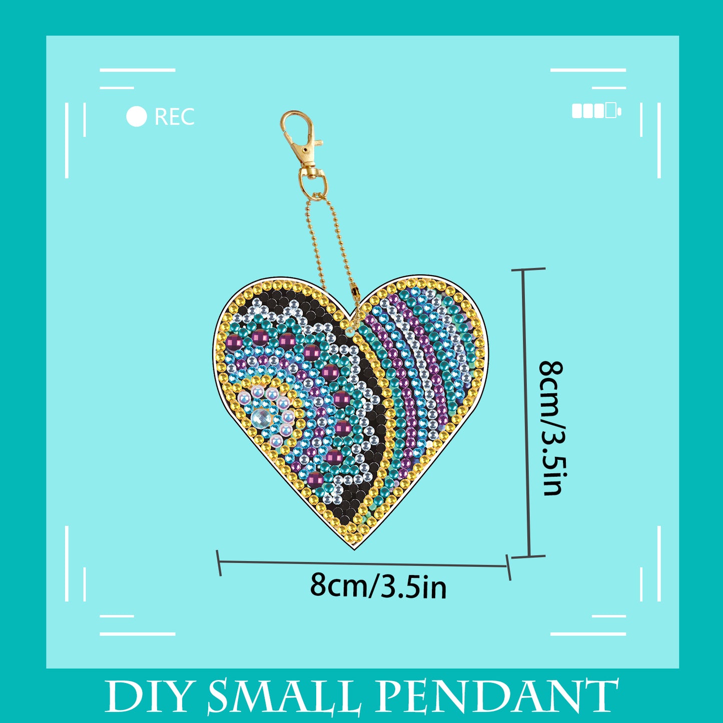 DIY keychain | Heart | Double-sided | Five Piece Set