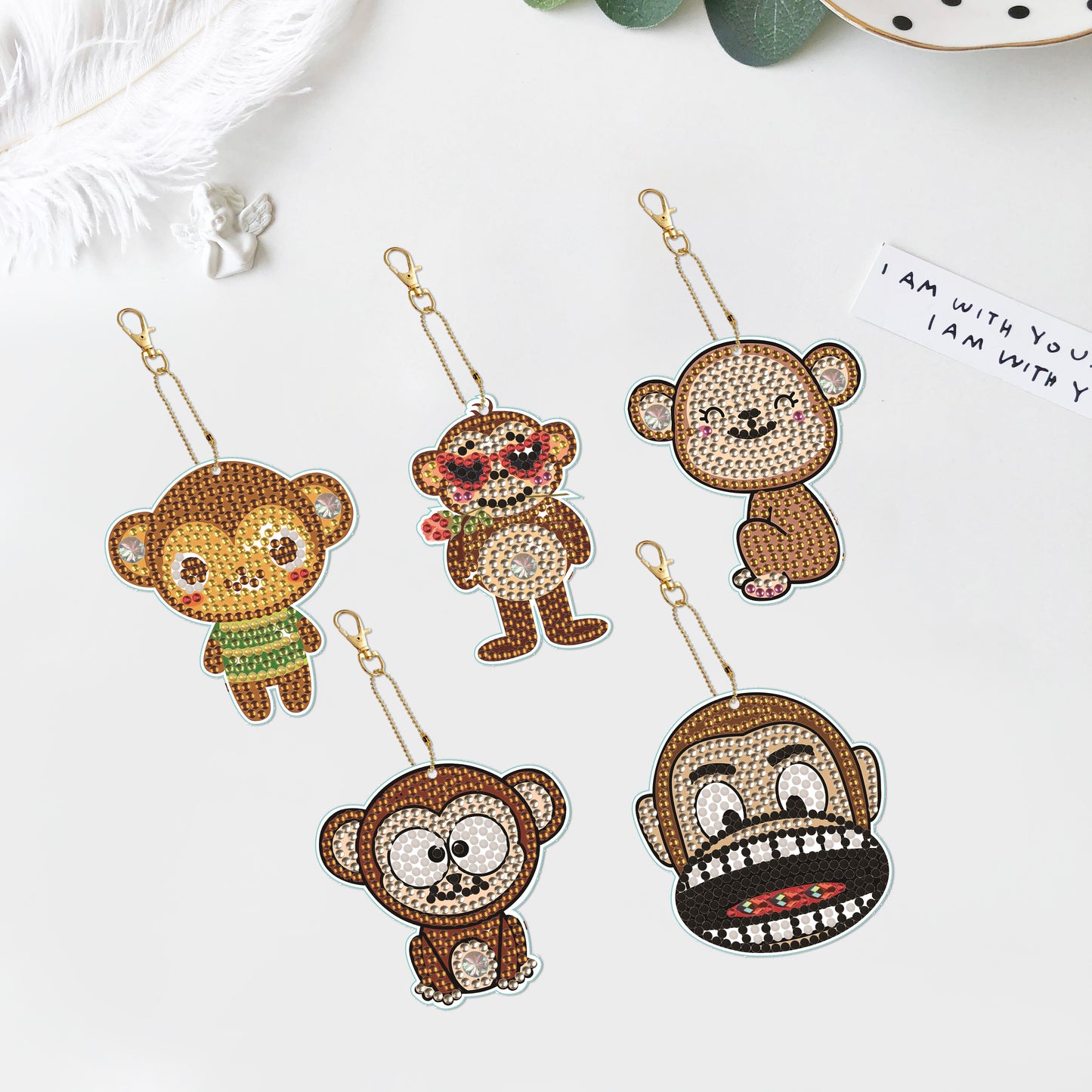 DIY keychain | Monkey | Double-sided | Five Piece Set