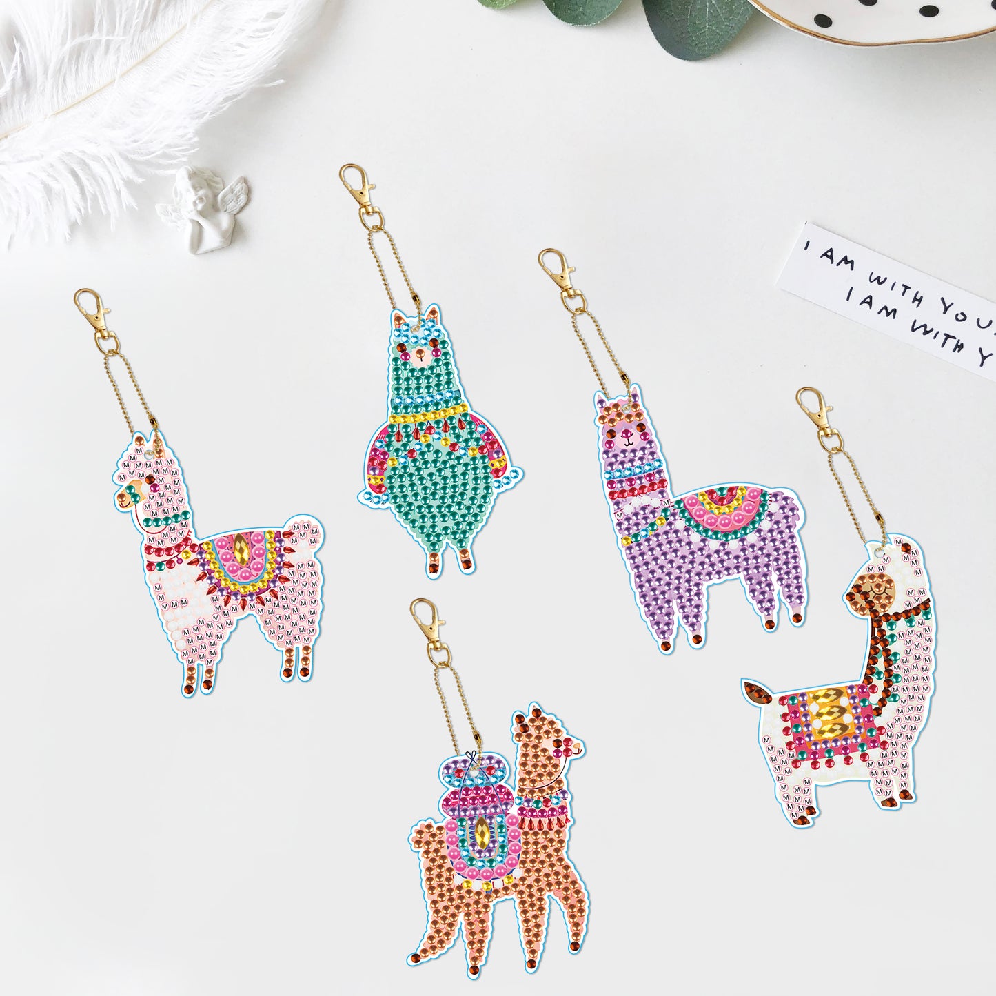 DIY keychain | Alpaca | Double-sided | Five Piece Set