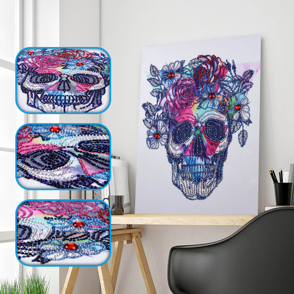 Skull  | Crystal Rhinestone  | Full Round Diamond Painting Kits