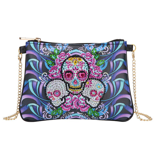 DIY Skull shaped diamond painting one-shoulder chain lady bag