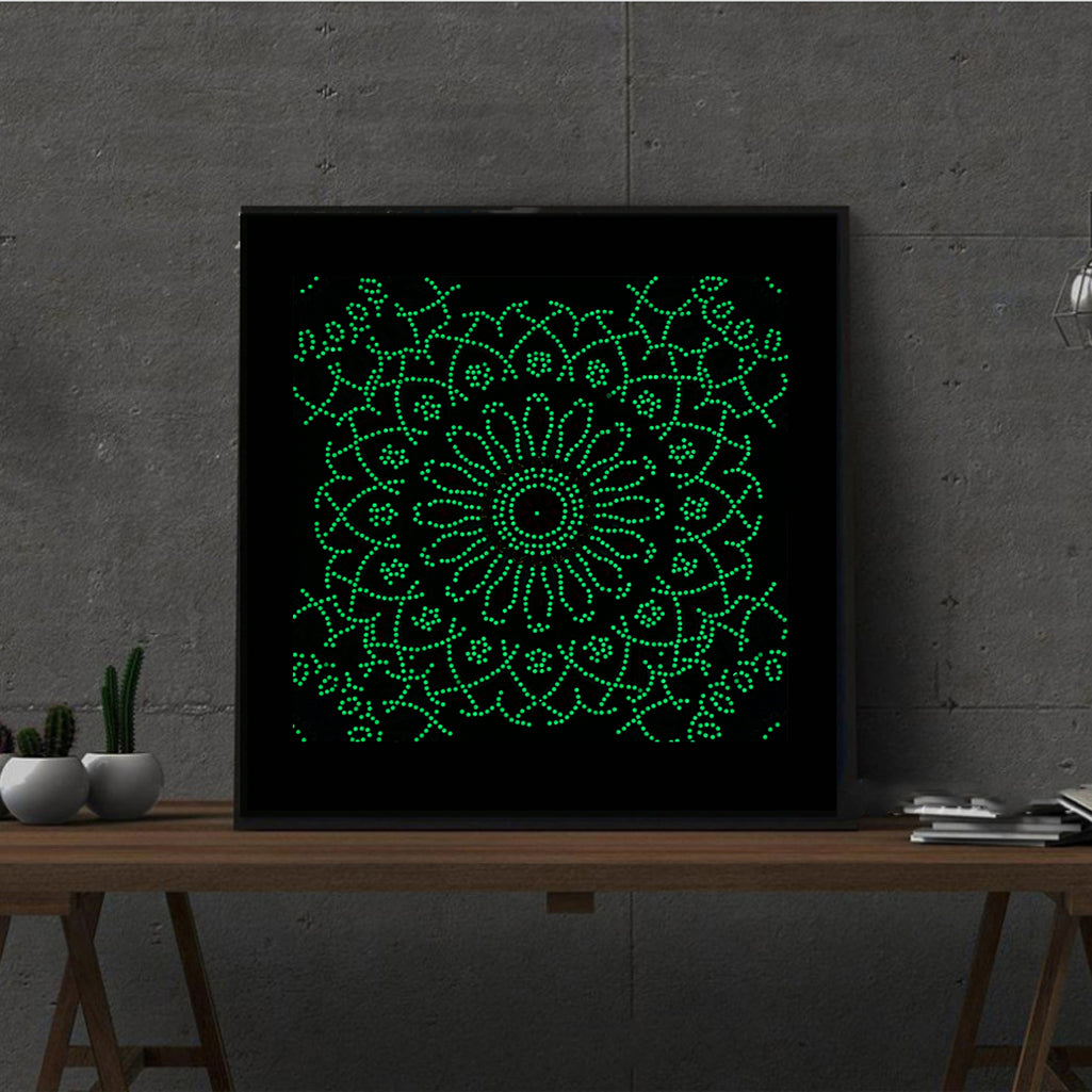 Abstract Art Mandala Flower | Luminous Diamond Painting Kits