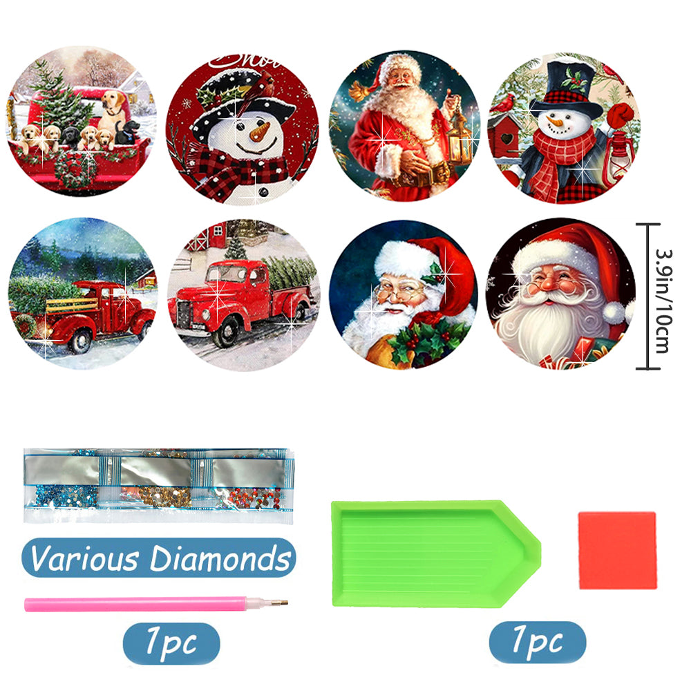 8 pcs set DIY Special Shaped Diamond Painting Coaster  | Christmas（no holder）