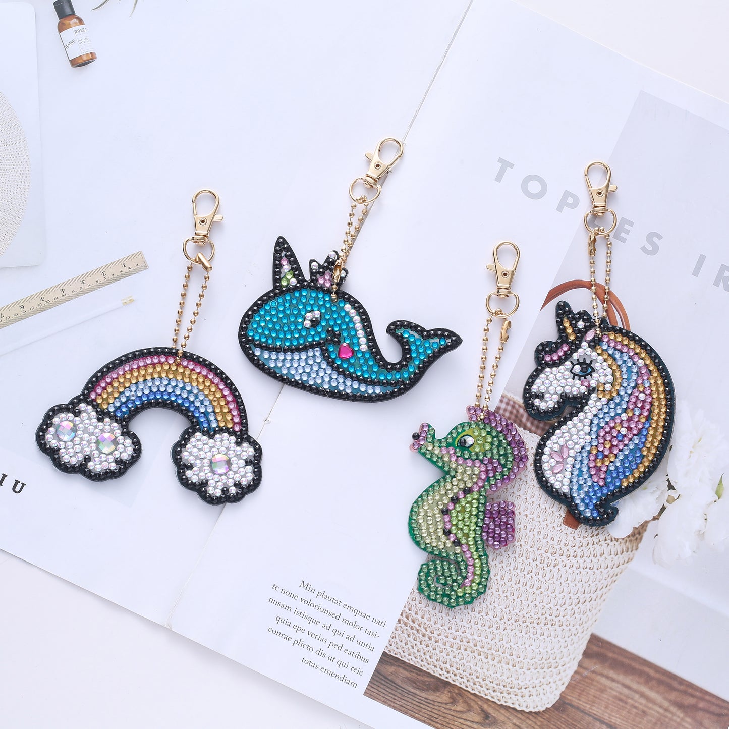 DIY keychain | Unicorn | Double-sided | Four Piece Set