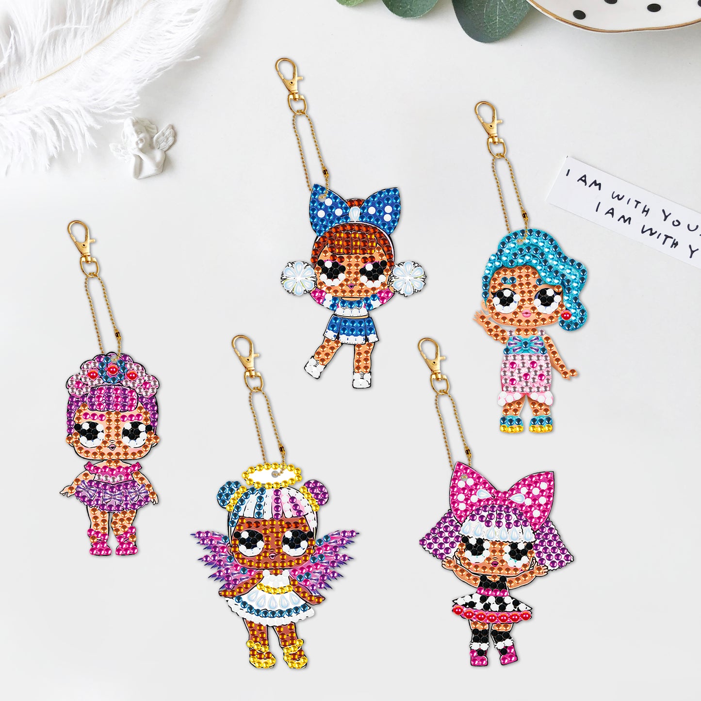 DIY keychain | Girl | Double-sided | Five Piece Set