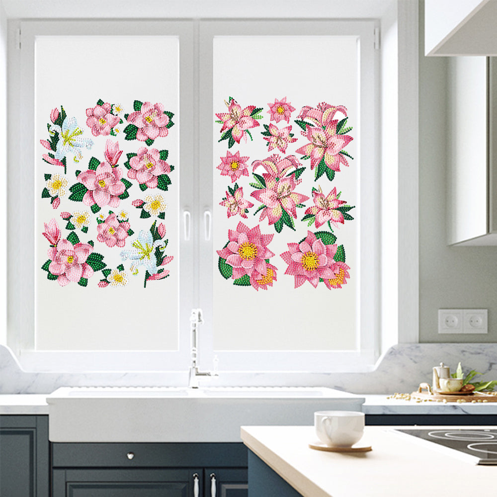 4pcs/pack Round Diamond Painting Stickers Wall Sticker | Flower