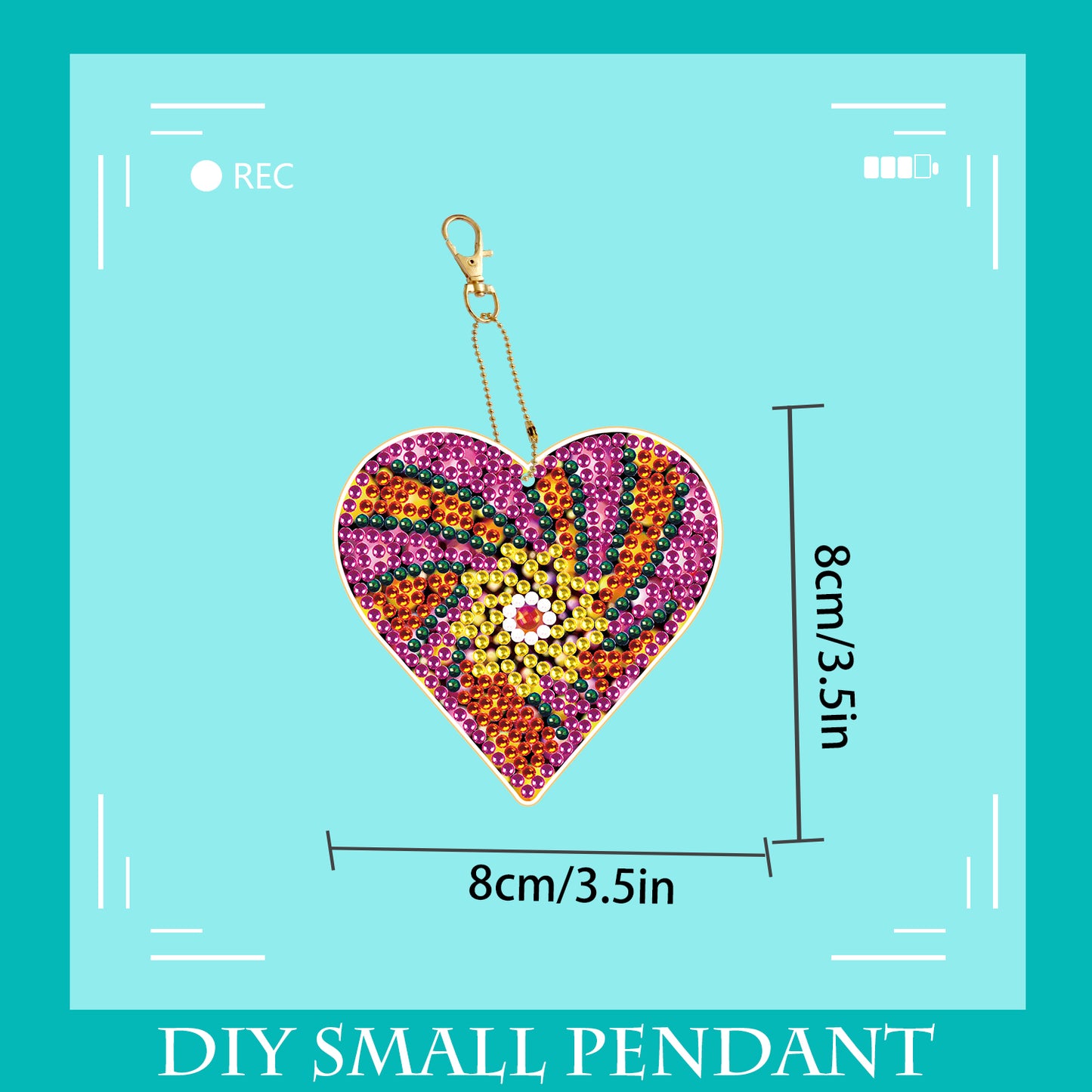 DIY keychain | Heart | Double-sided | Five Piece Set