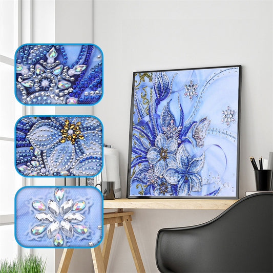 Fleur | Cristal Strass | Kits complets de peinture au diamant rond 