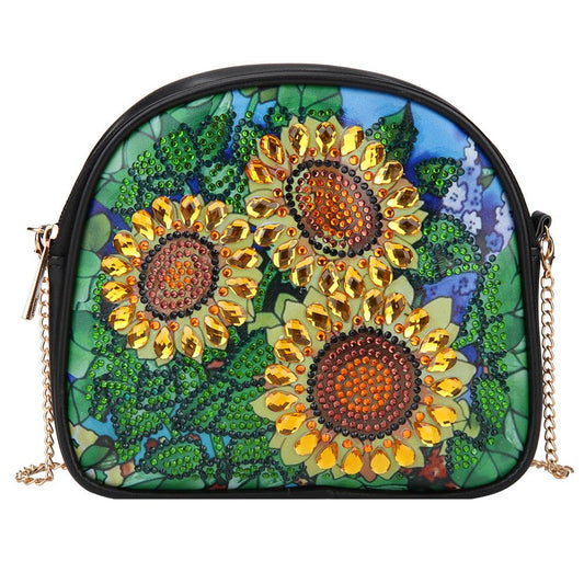 DIY sunflower shaped diamond painting one-shoulder chain lady bag