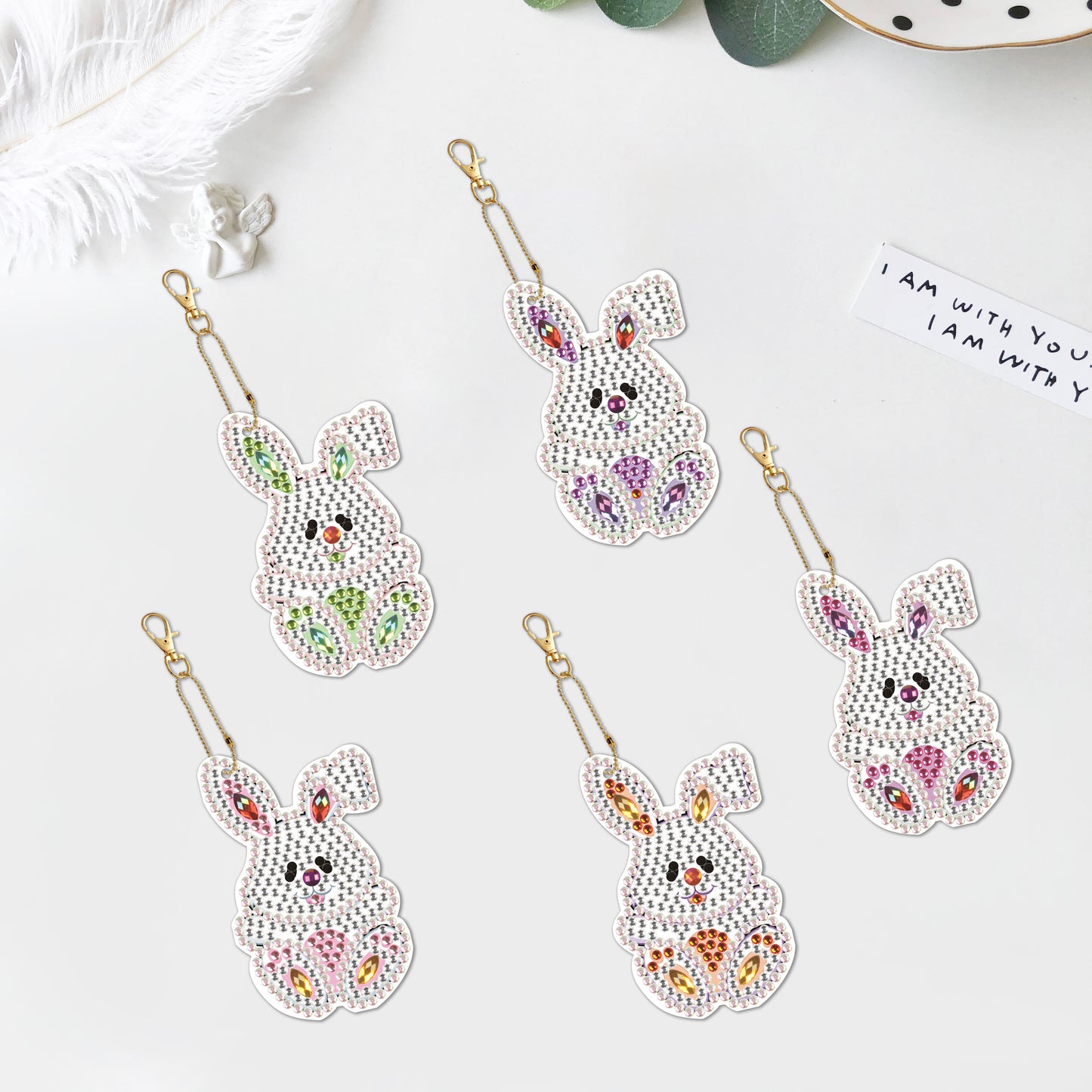 DIY keychain | Rabbit | Double-sided | Five Piece Set