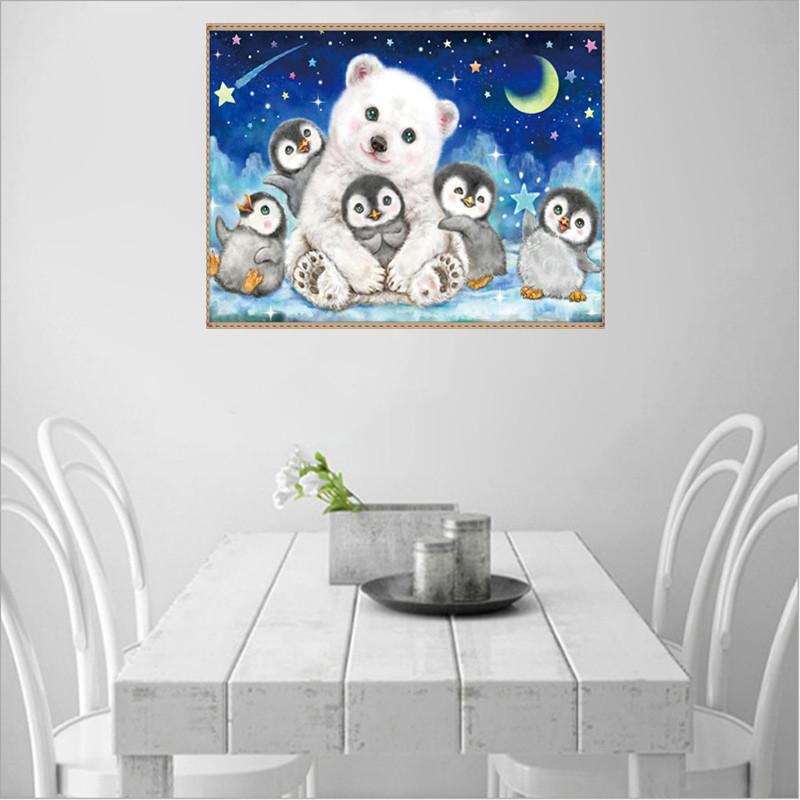 Ours polaire et pingouin | Kits complets de peinture au diamant rond