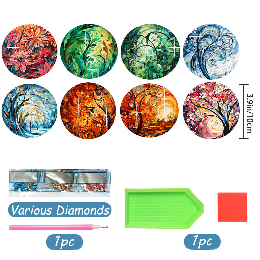 8 pcs set DIY Special Shaped Diamond Painting Coaster  | tree（no holder）