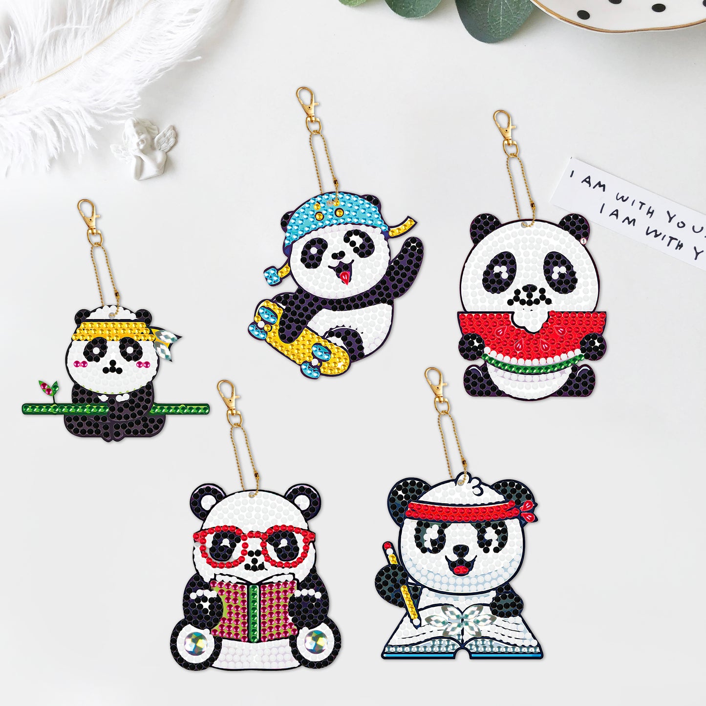 DIY keychain | Panda | Double-sided | Five Piece Set