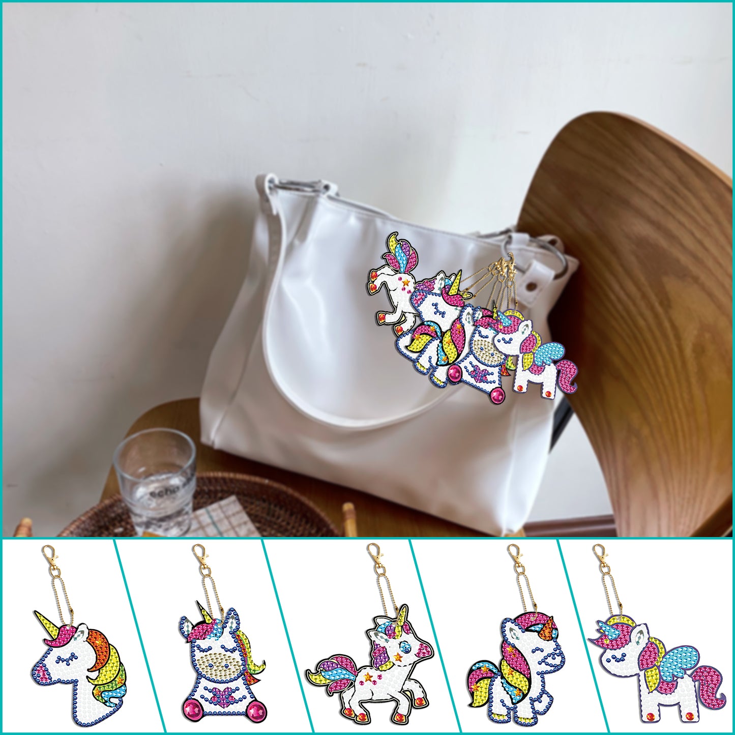 DIY keychain | Unicorn | Double-sided | Five Piece Set