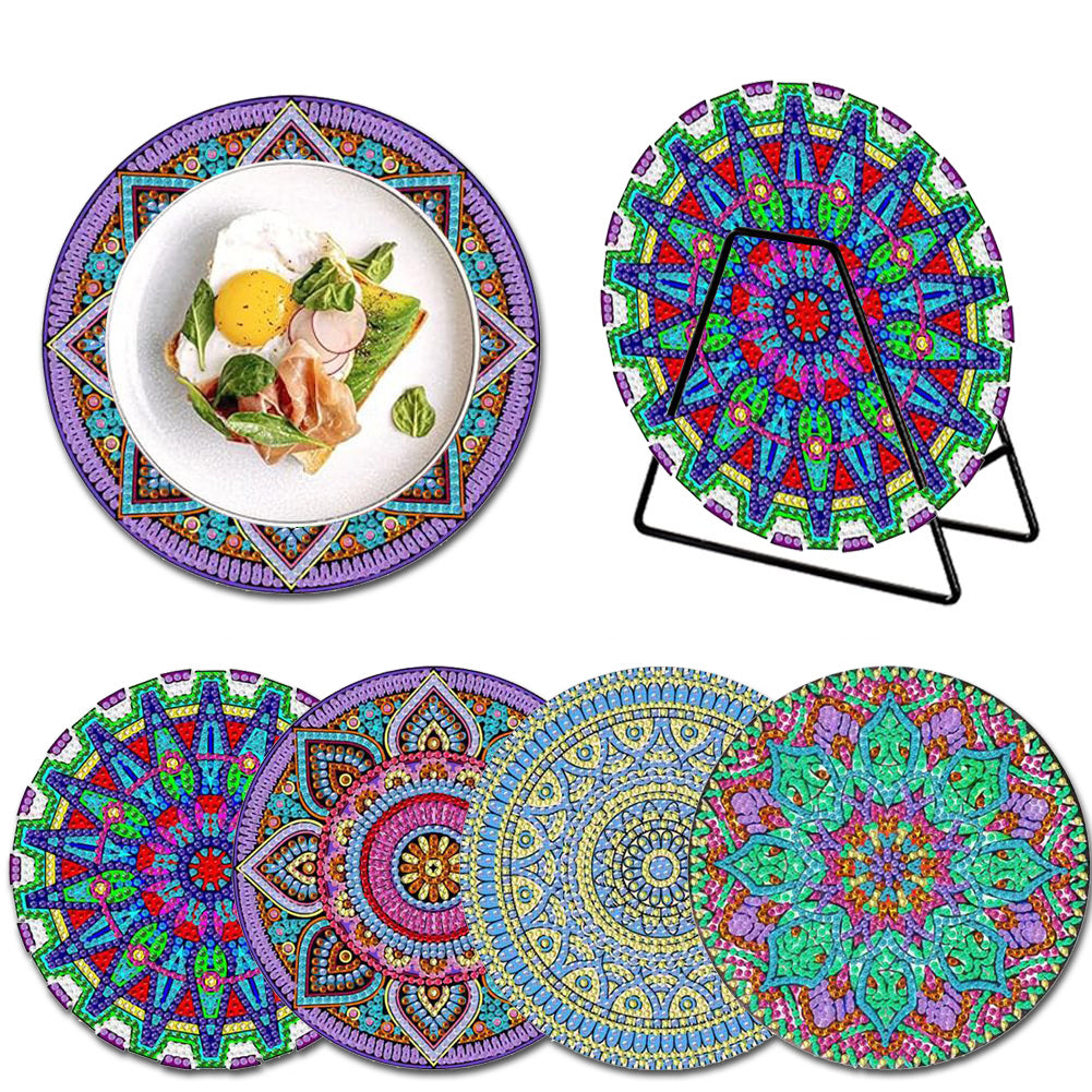 4PCS Diamond Painting Placemats Dish Mats | Mandala