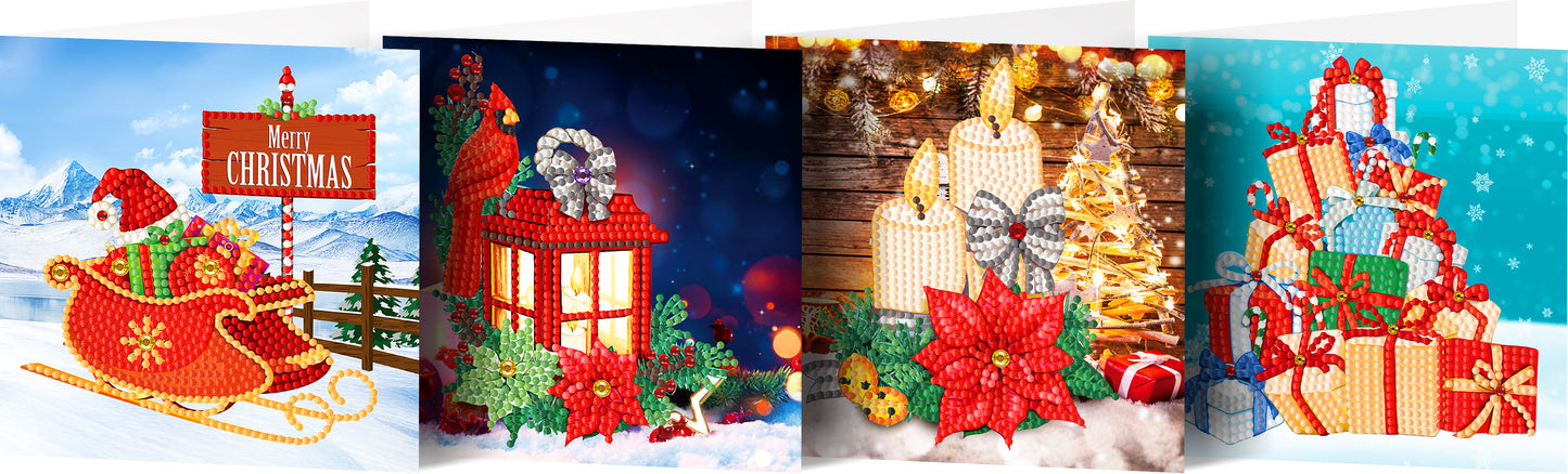 12-teiliges Set zum Selbermachen von Diamantmalerei-Weihnachtsgrußkarten 