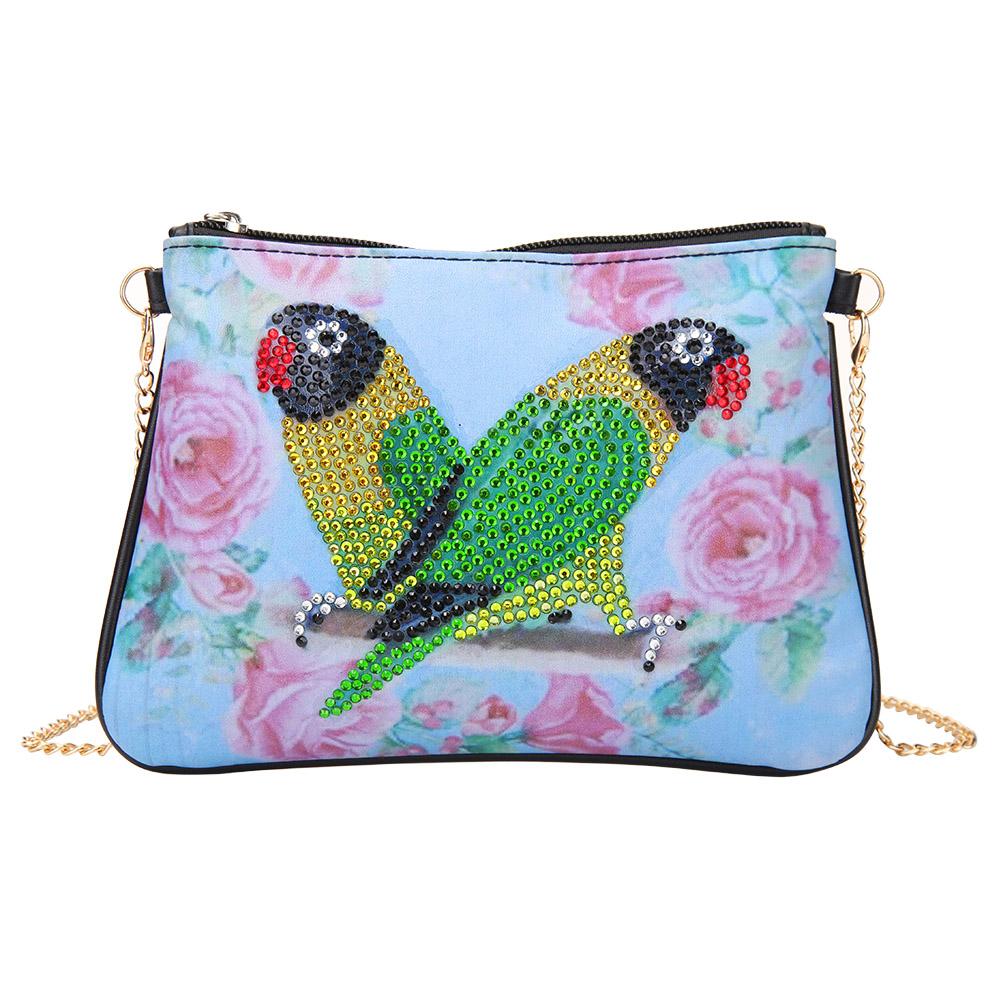 DIY parrot shaped diamond painting one-shoulder chain lady bag