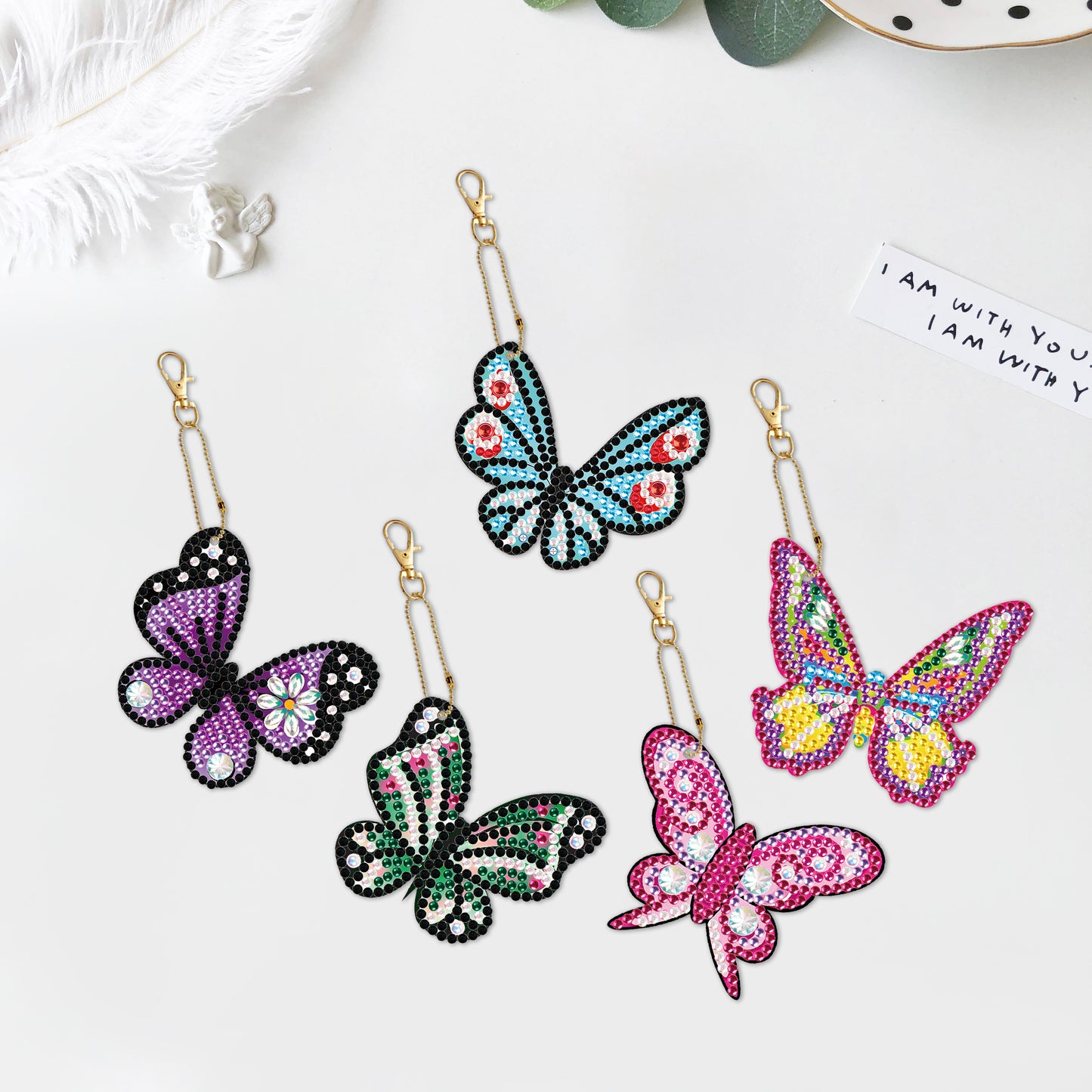 DIY keychain | Butterfly | Double-sided | Five Piece Set