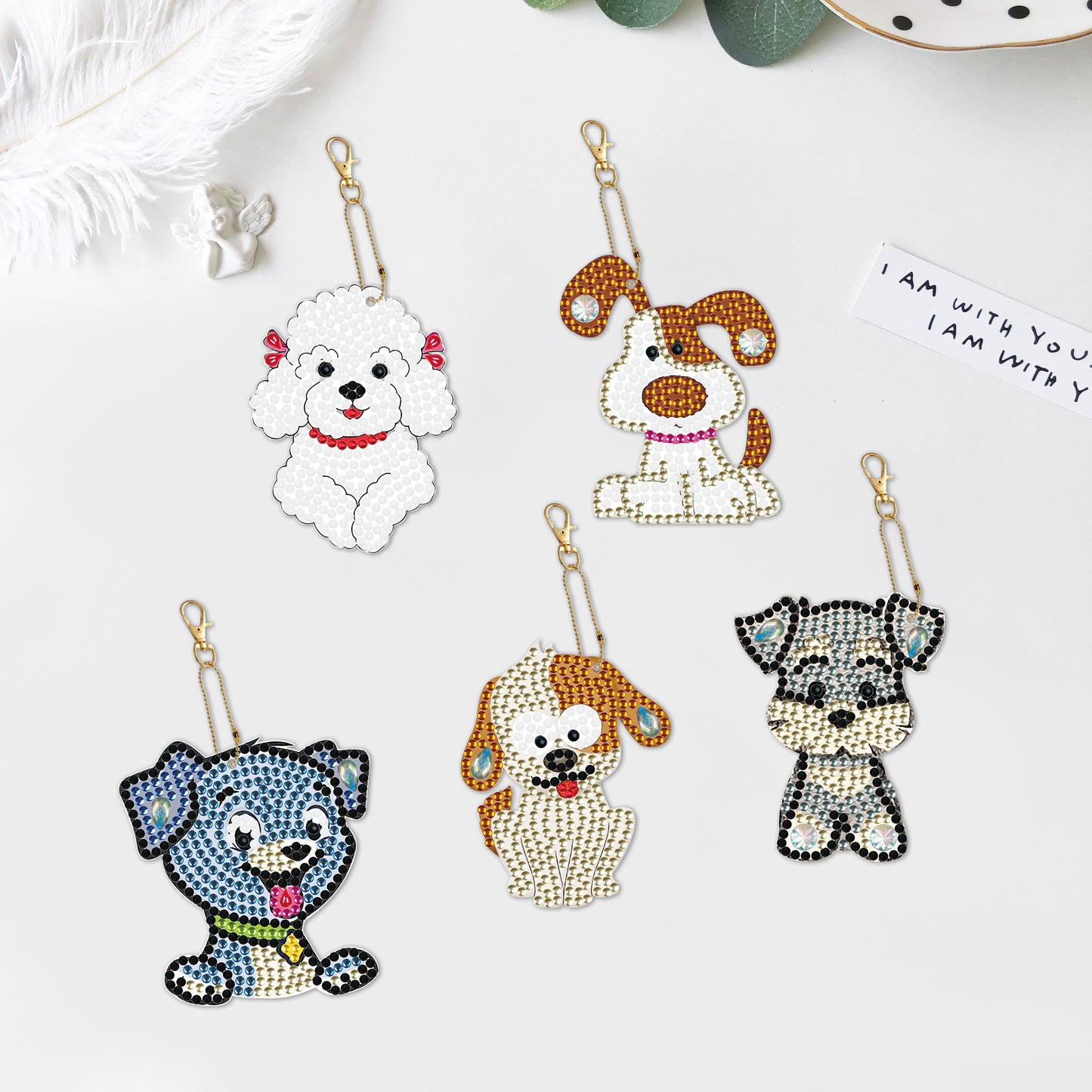 DIY keychain | Dog | Double-sided | Five Piece Set