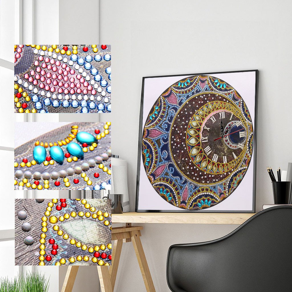 Mandala Flower Clock  | Special Shaped | Crystal Rhinestone  | Full Round Diamond Painting Kits