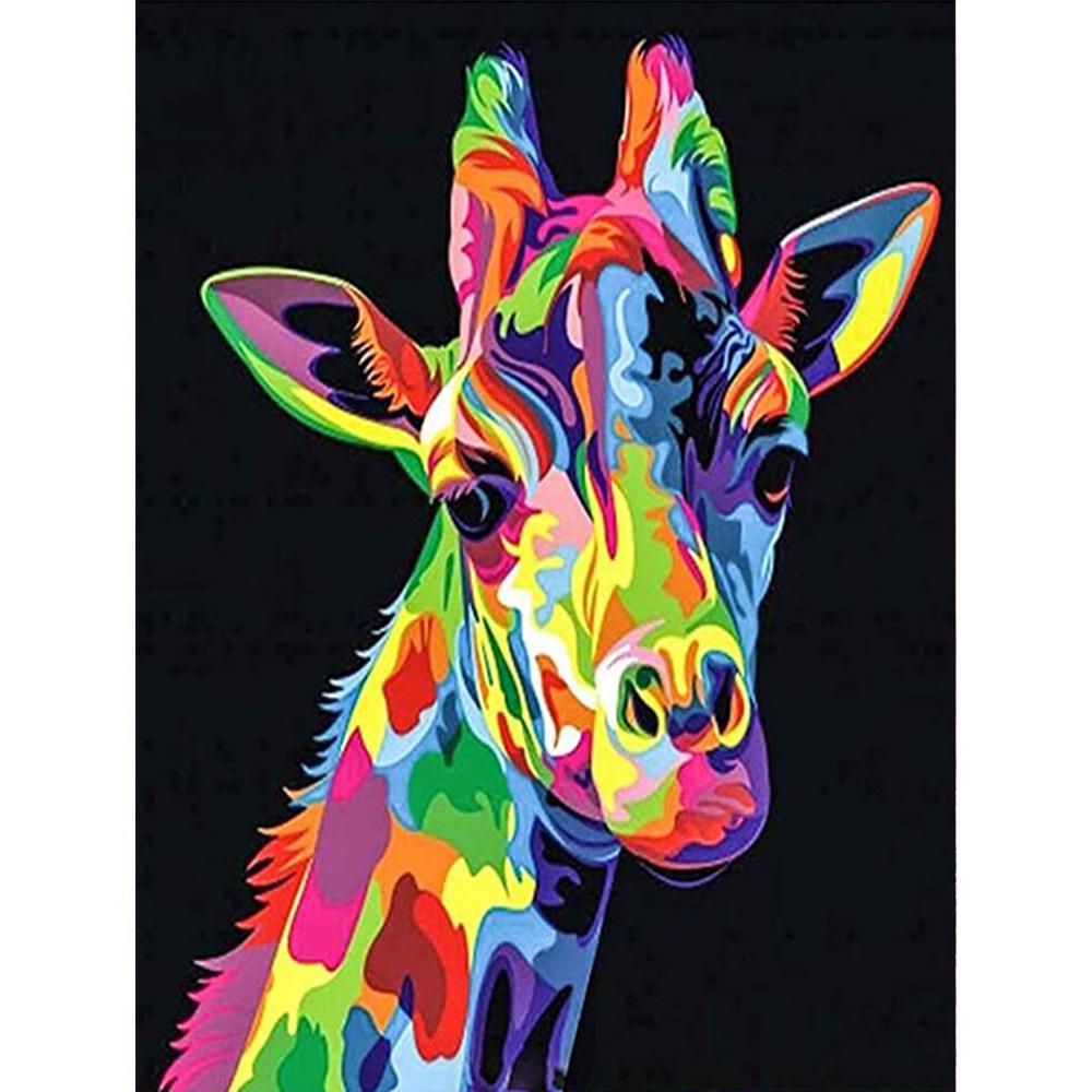 Girafe de couleur | Kits complets de peinture au diamant rond