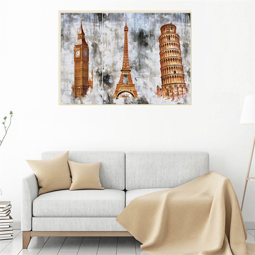Big Ben, Eiffelturm, Schiefer Turm von Pisa | Vollständige runde Diamant-Malkits