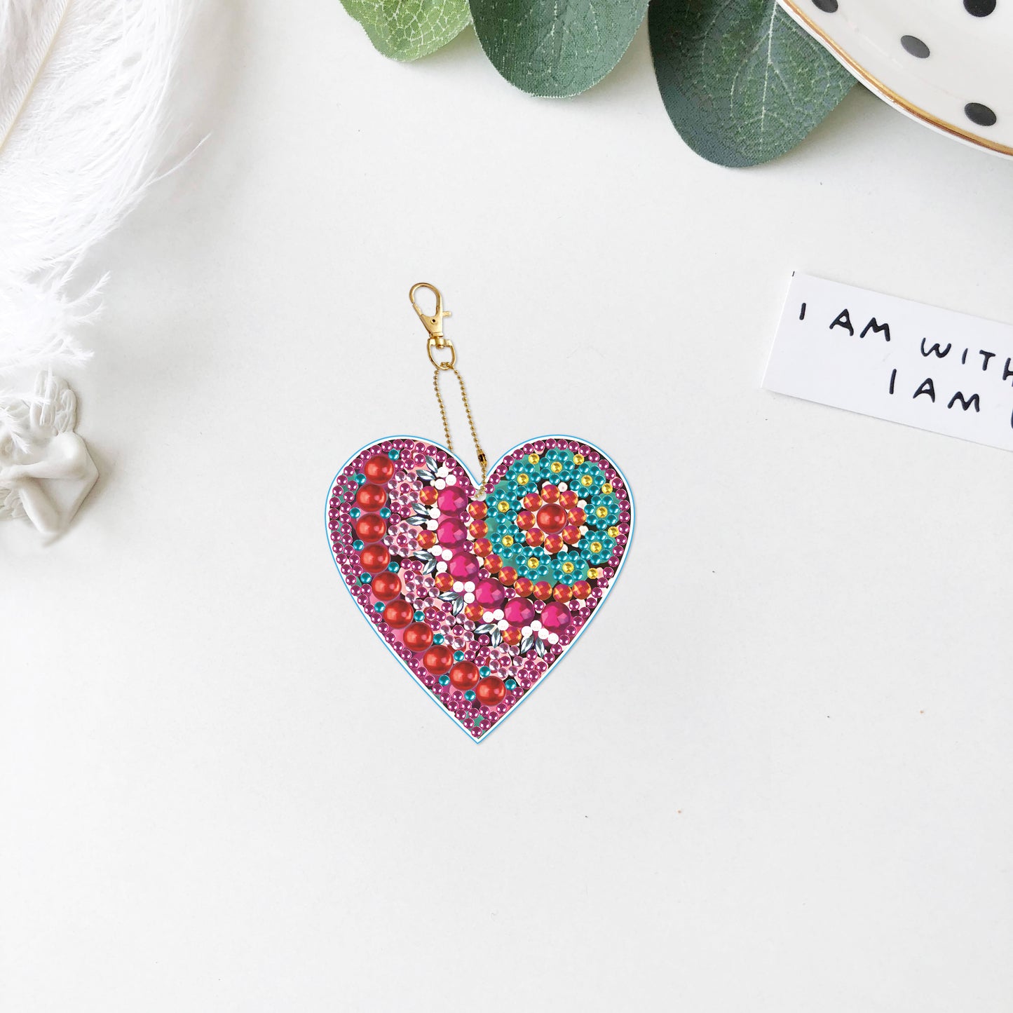 DIY keychain | Heart | Double-sided | Five Piece Set