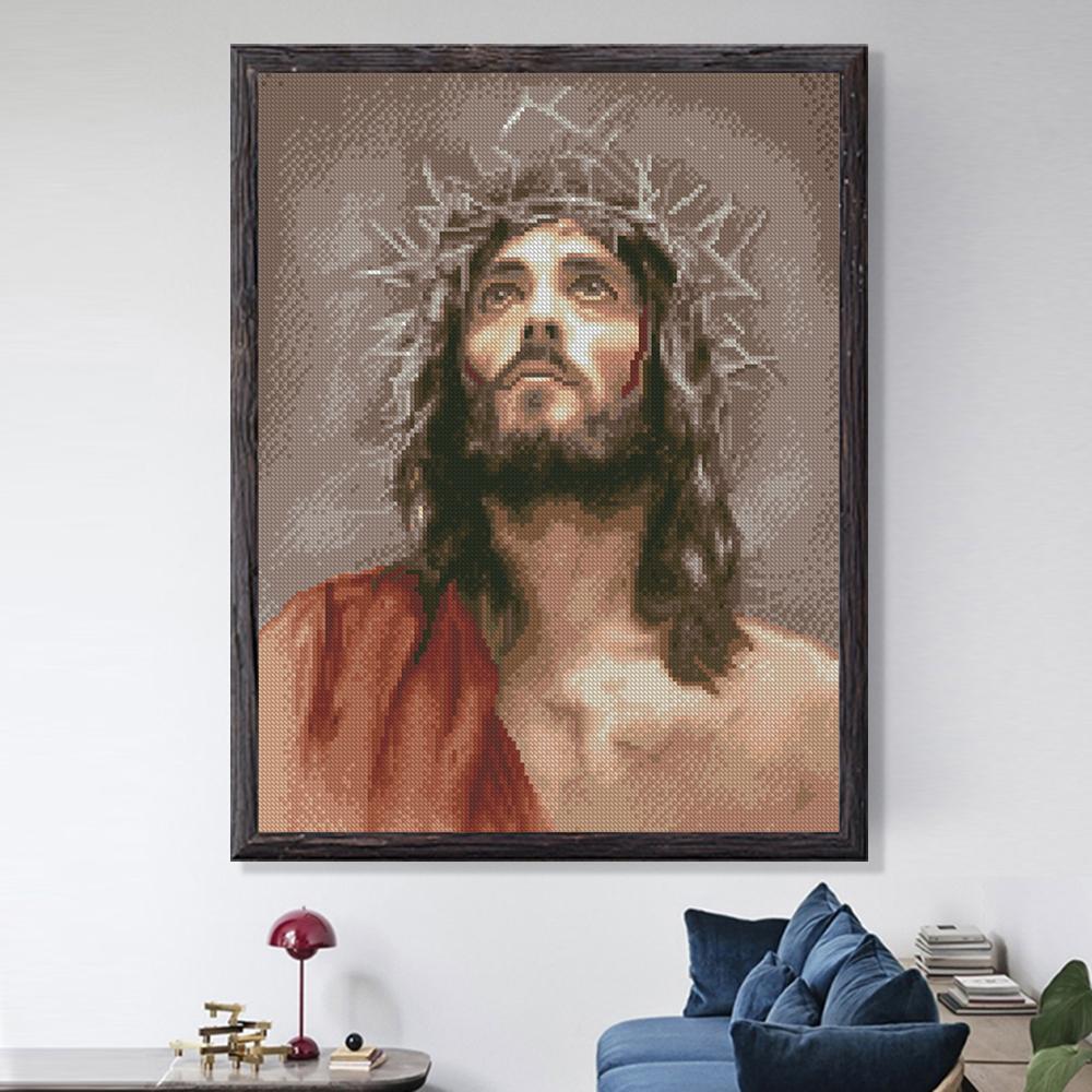 Jésus | Kits de peinture au diamant carré complet