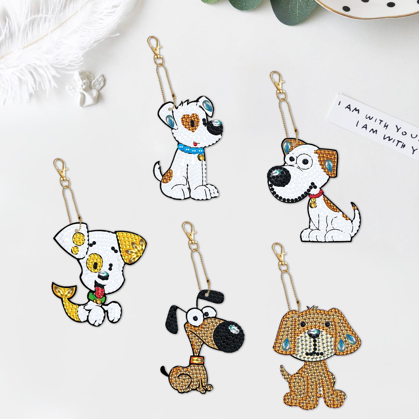 DIY keychain | Dog | Double-sided | Five Piece Set