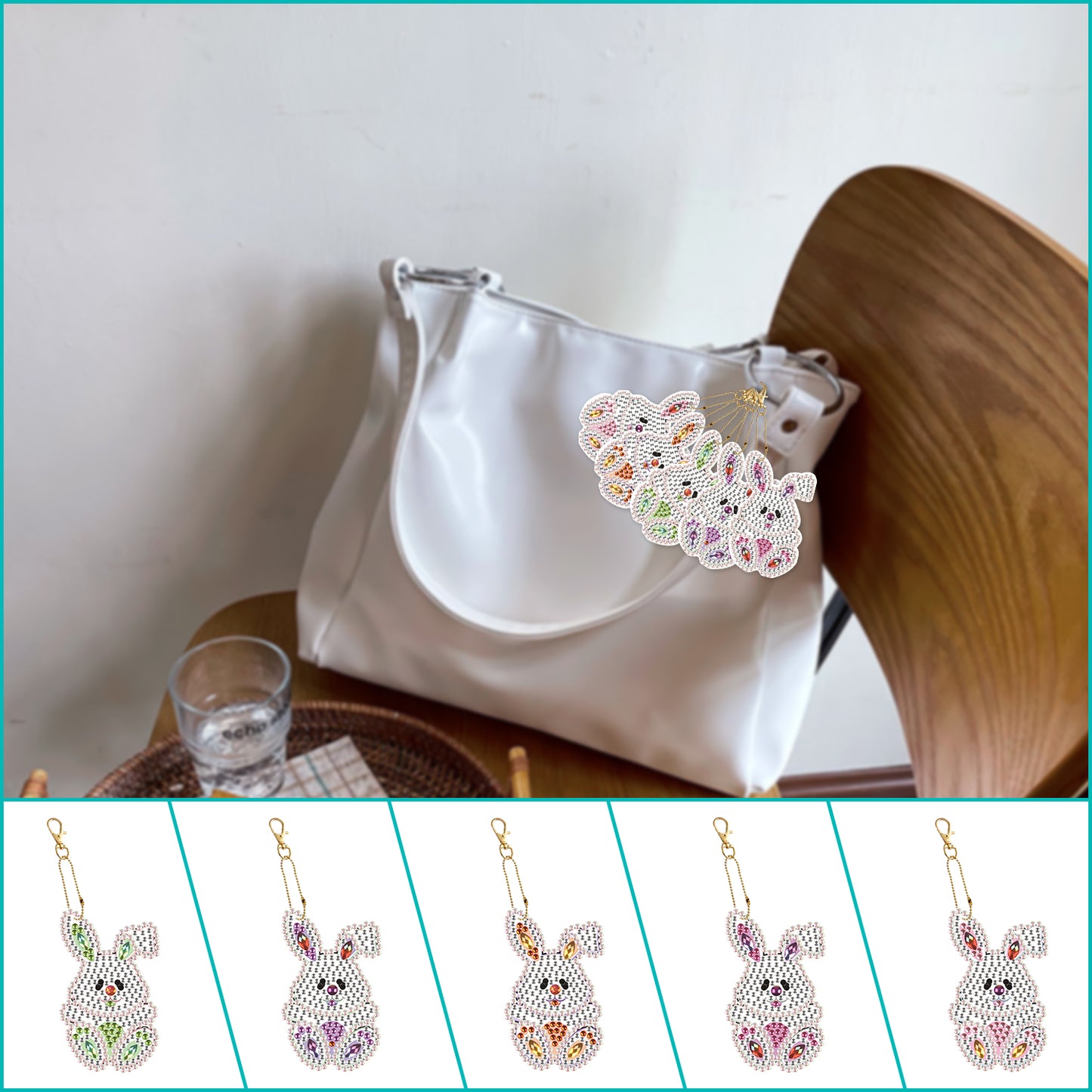 DIY keychain | Rabbit | Double-sided | Five Piece Set