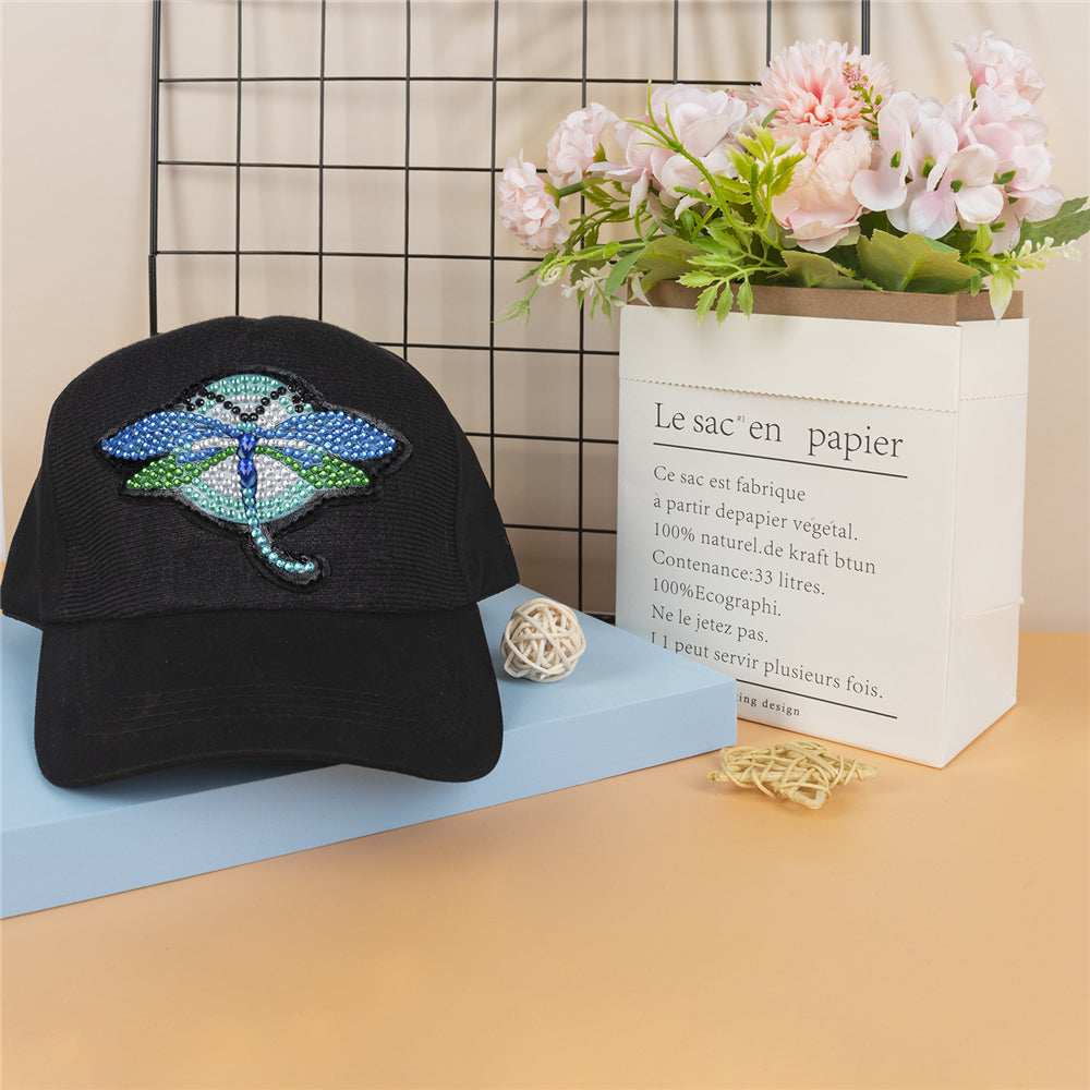 Casquette de baseball de peinture au diamant bricolage | Libellule