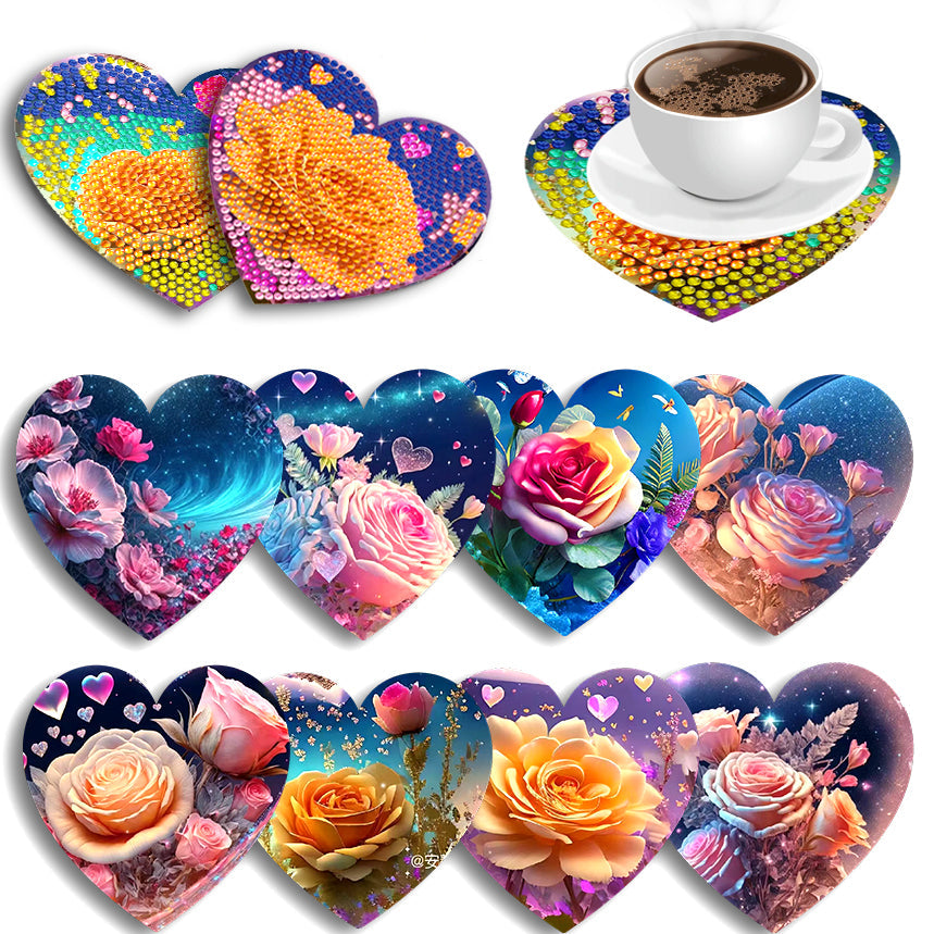 8 pcs set DIY Special Shaped Diamond Painting Coaster  | love（no holder）