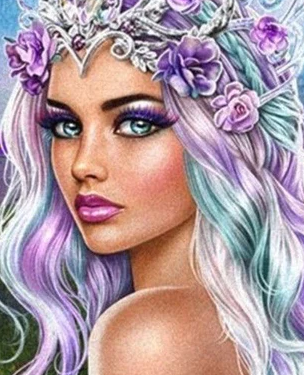 Full Round/Square Diamond Painting Kits | Purple haired girl