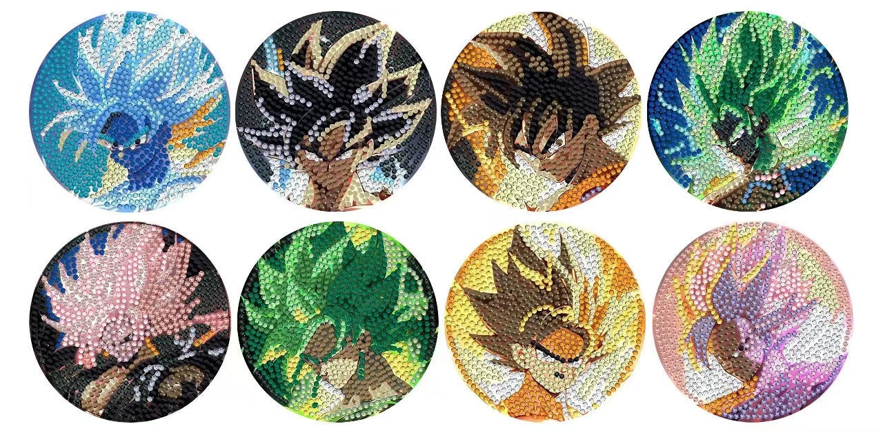 8 pcs set DIY Special Shaped Diamond Painting Coaster  | Dragon Ball-Wukong（no holder）