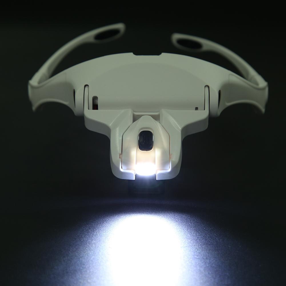 Lupen-Kit mit einstellbarer Linse zum Tragen einer Brille mit LED-Leuchten 