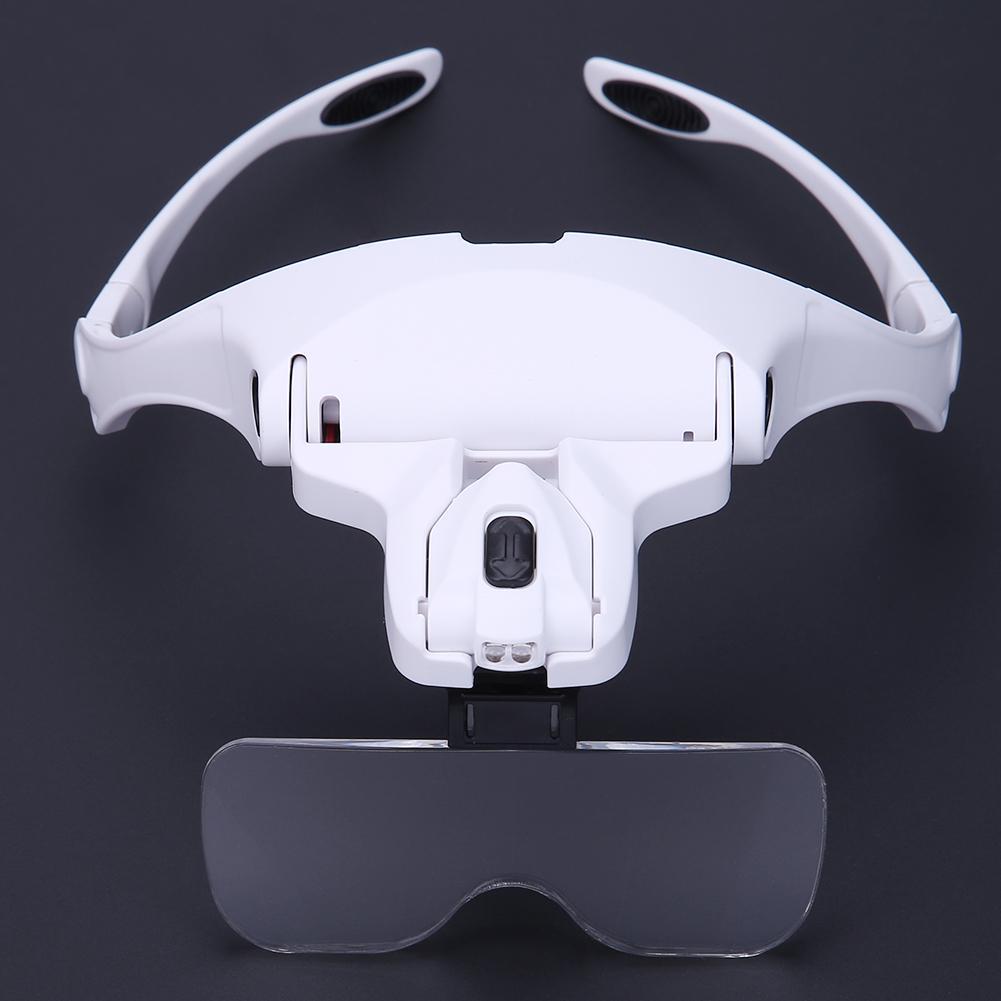 Adjustable Lens Wearing Type Glasses Magnifier Loupe Kit with LED Lights