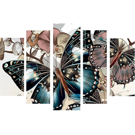 Butterfly And Flower  | Full Round Diamond Painting Kits