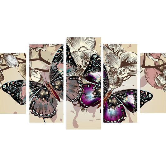 Butterfly And Flower  | Full Round Diamond Painting Kits