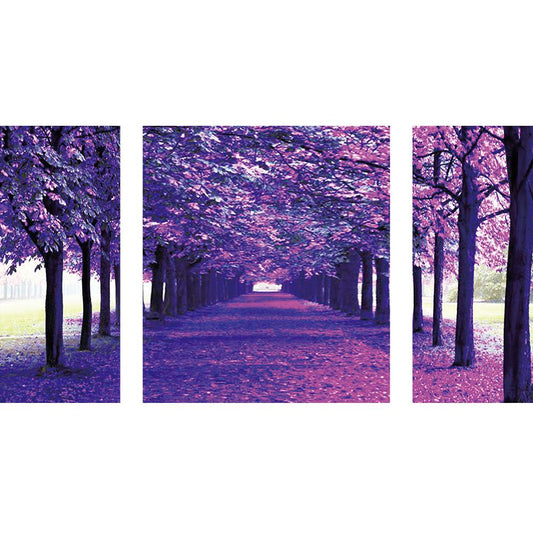La rue des arbres violets | Kits complets de peinture au diamant rond 
