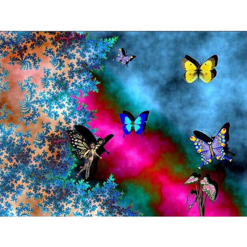 Butterfly And Flower  | Full Round Diamond Painting Kits