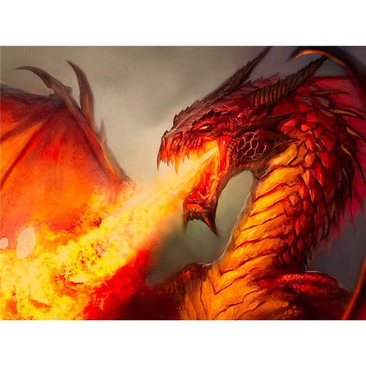 Dragon cracheur de feu | Kits complets de peinture au diamant rond